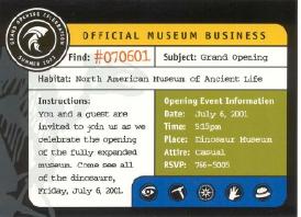 Invitation to the Grand Opening of the North American Museum of Ancient Life - click to see full-sized image